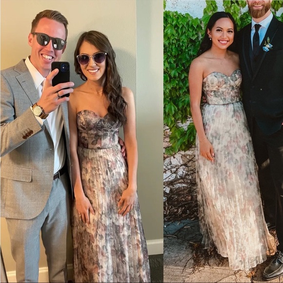 Ivory Floral Bustier Corset Organza Lace-Up Maxi Dress 🌿 - Picture 12 of 13